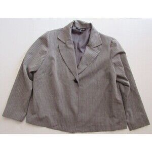 Women's Briggs New York Gray Herringbone Striped 1 Button Blazer/Jacket Size 1X